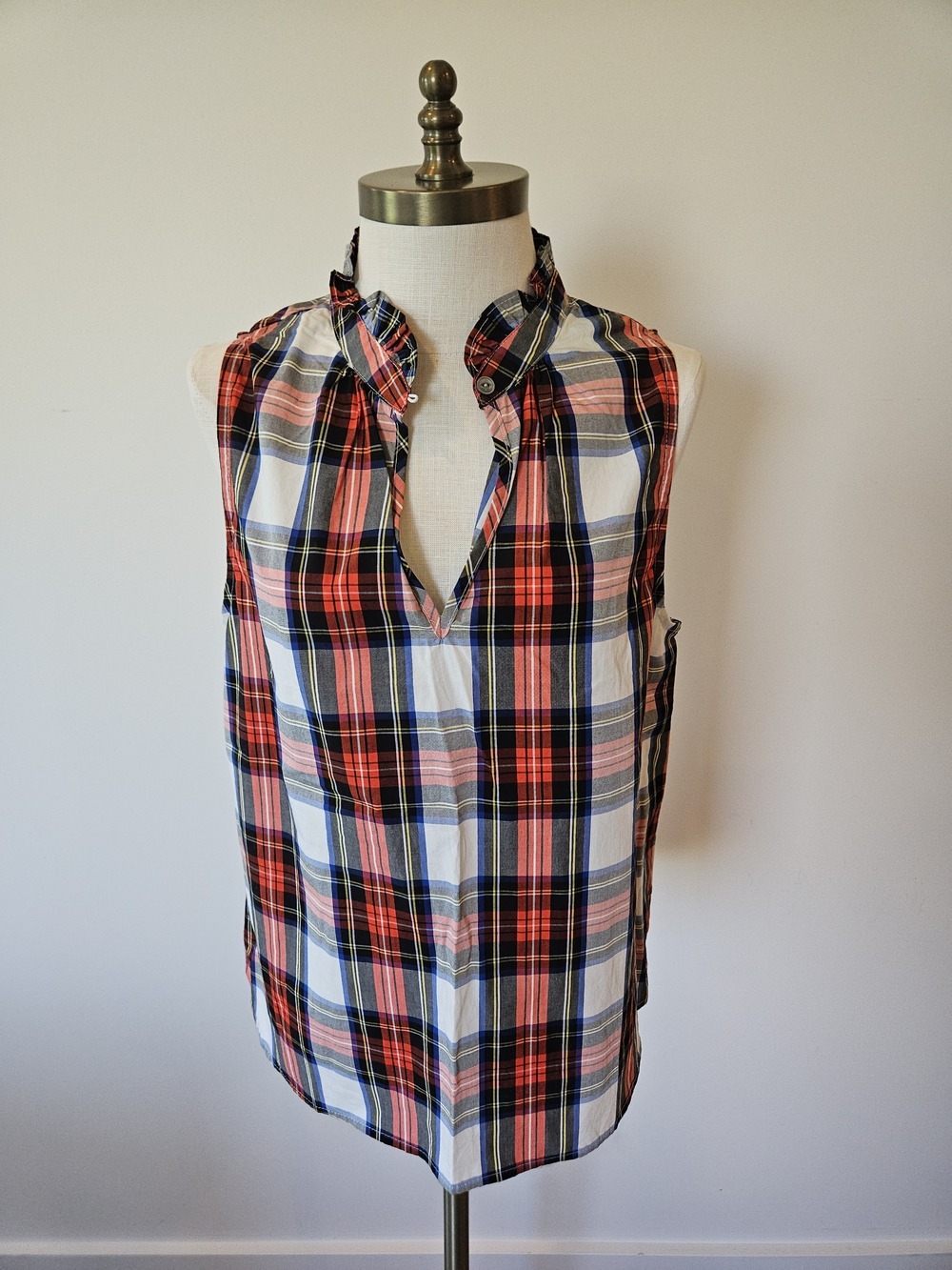 J.Crew Red Navy Plaid Button Down Shirt Size 8